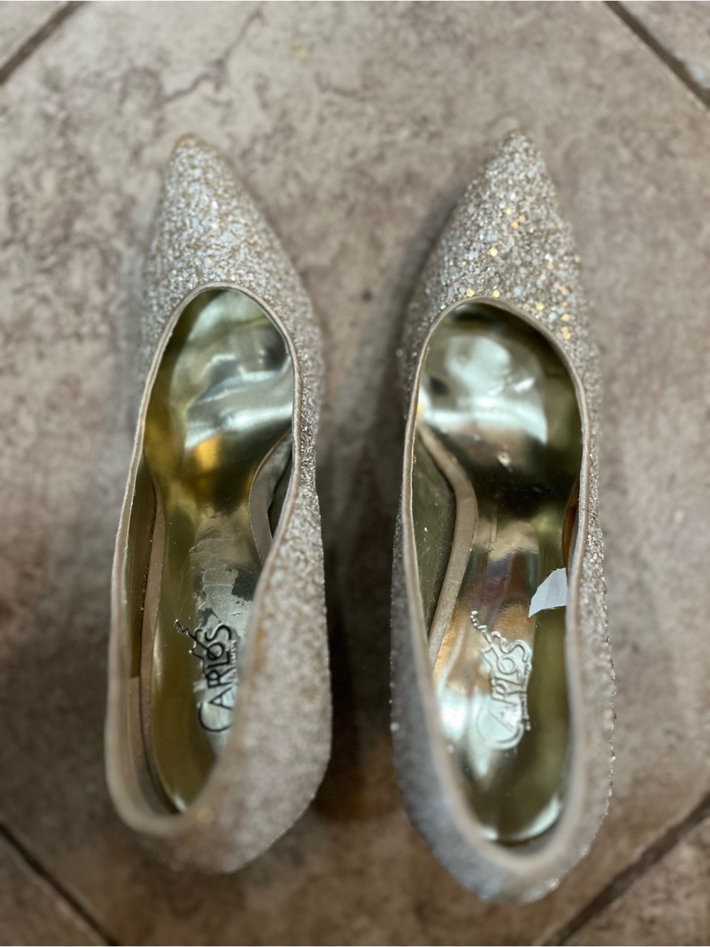 Carlos by Carlos Santana Glitter Pointed Pumps in Champagne